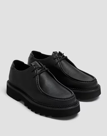 Black Lace-up Platform Shoes