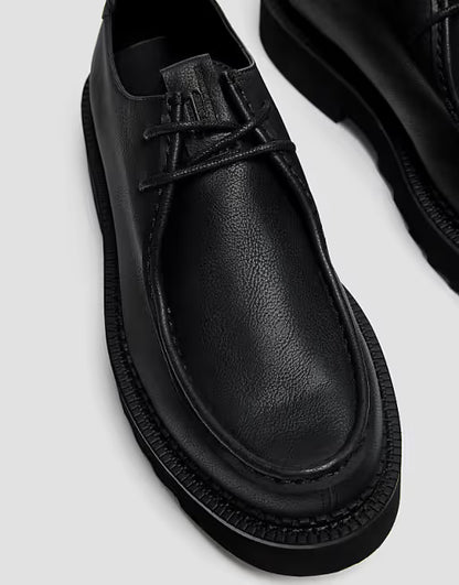 Black Lace-up Platform Shoes