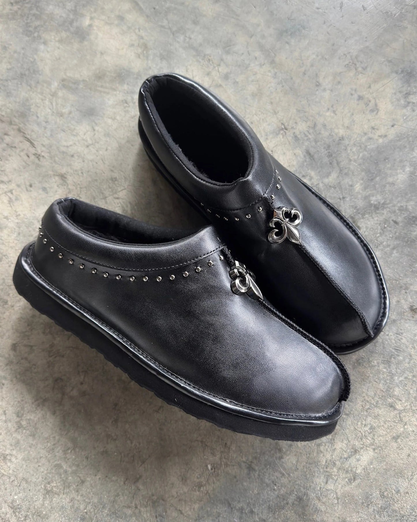 Stylish Chrome Inspired Mules