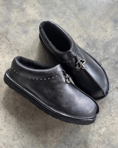 Stylish Chrome Inspired Mules