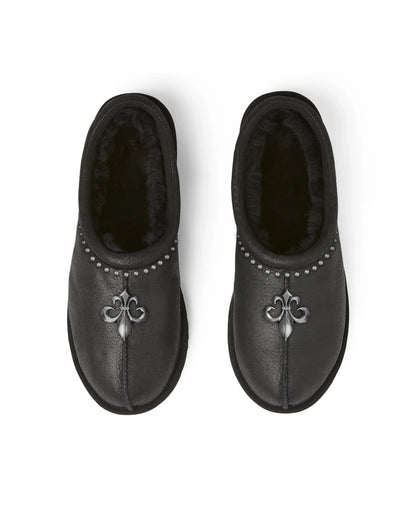 Stylish Chrome Inspired Mules