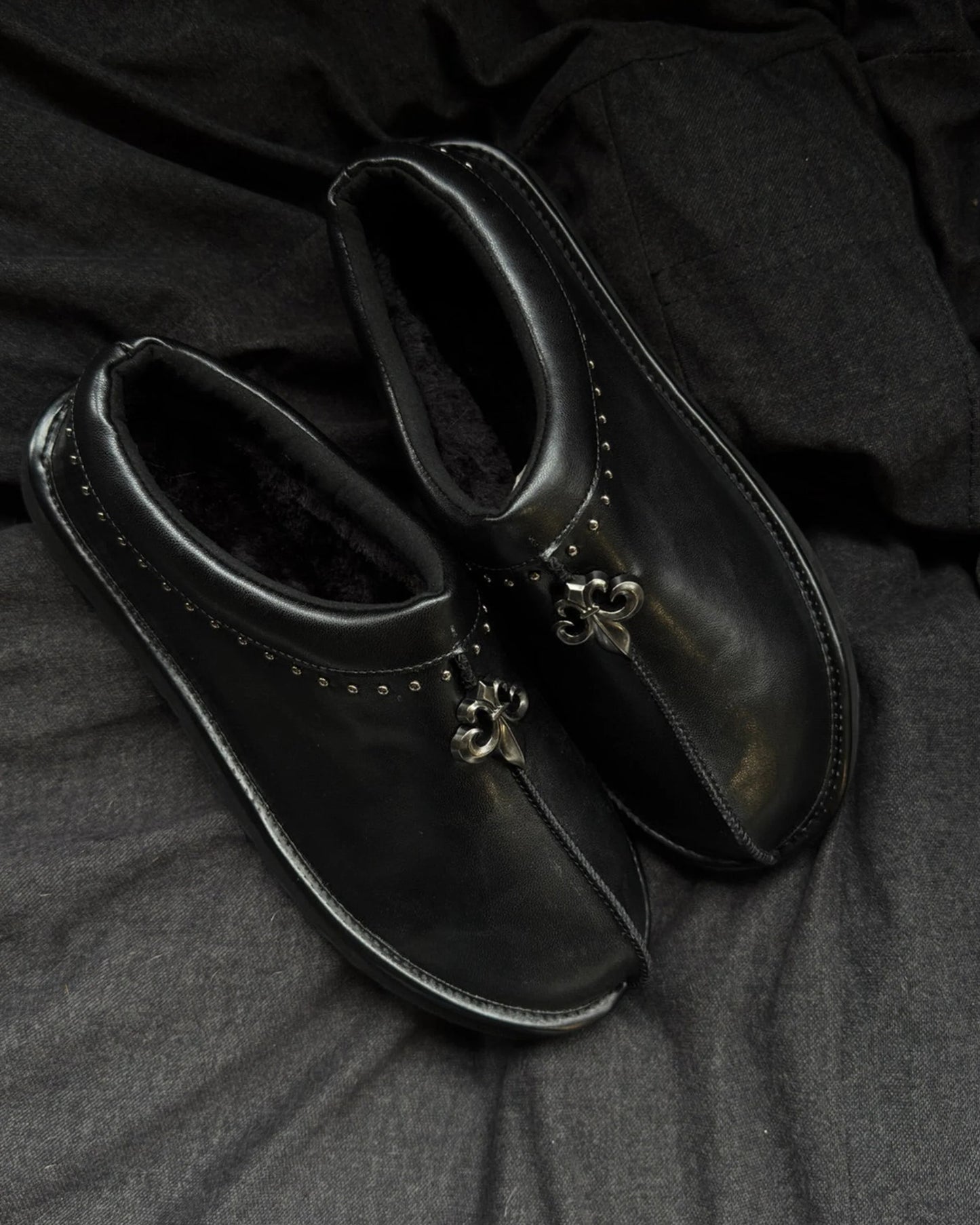 Stylish Chrome Inspired Mules