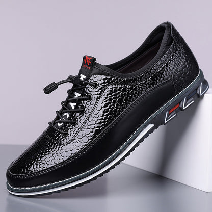 Men's Large Size Textured Leather Shoes