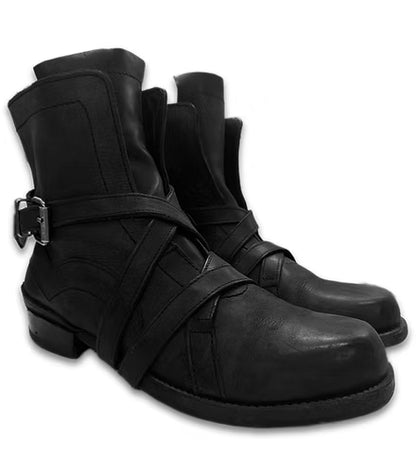 Belt Wrap Leather Boots