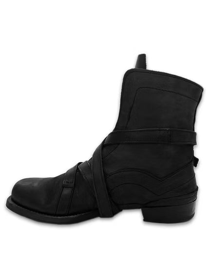 Belt Wrap Leather Boots
