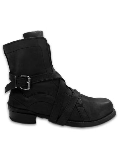 Belt Wrap Leather Boots