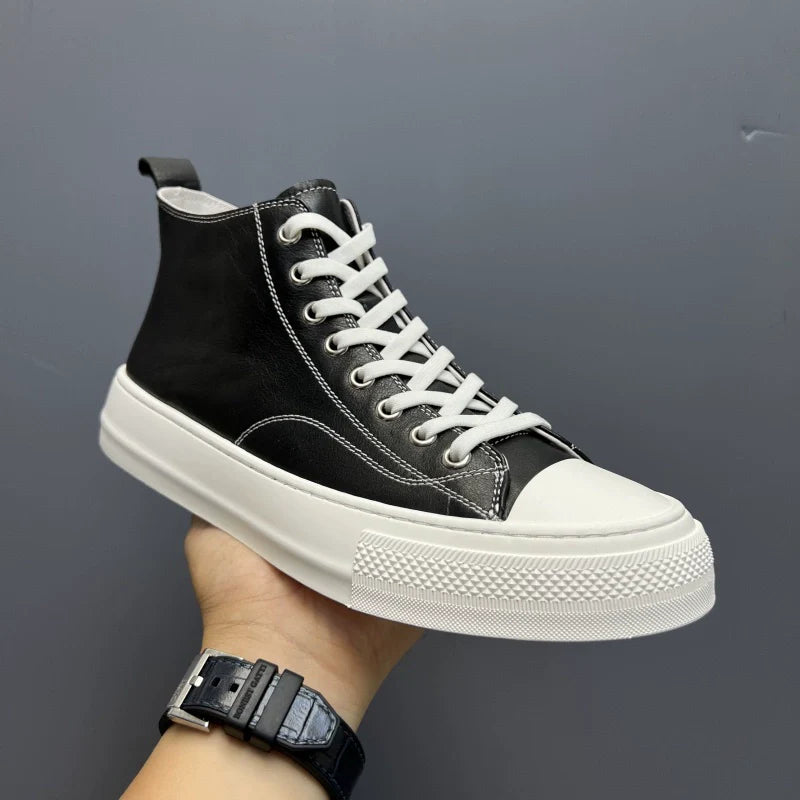 Genuine Cowhide Leather Soft Upper Lace-up Skate Shoes
