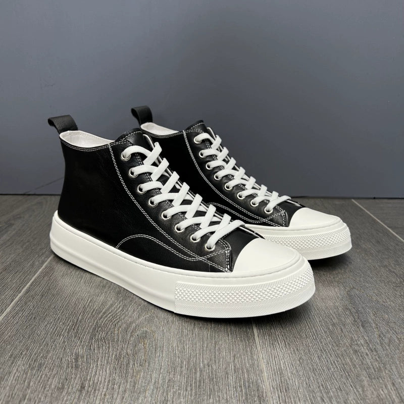 Genuine Cowhide Leather Soft Upper Lace-up Skate Shoes