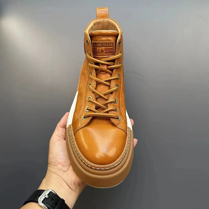 Handmade Retro Horsehide Mid-top Skate Shoes