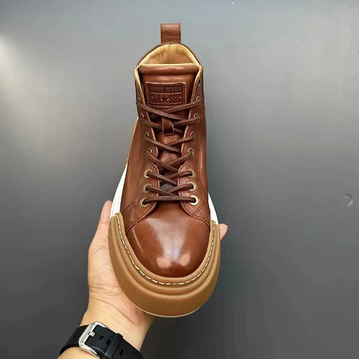 Handmade Retro Horsehide Mid-top Skate Shoes