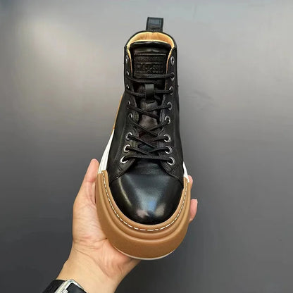 Handmade Retro Horsehide Mid-top Skate Shoes