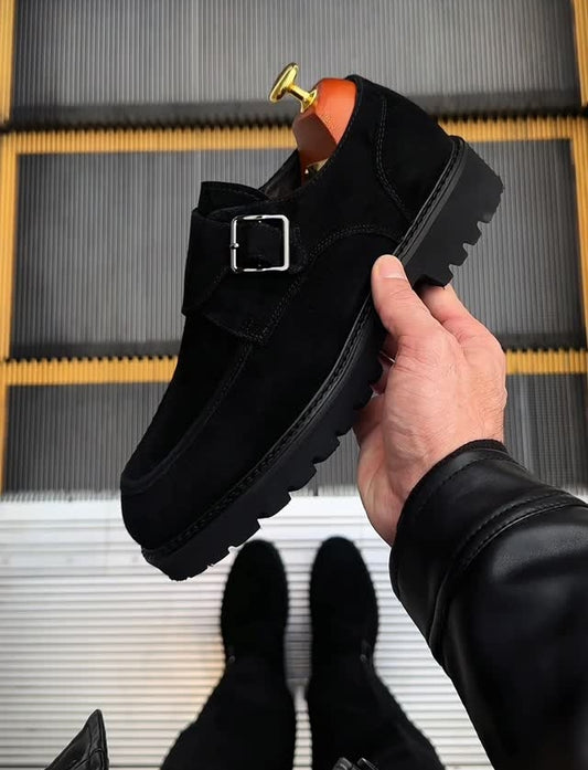 Men's Suede Leather Monk Strap Shoes