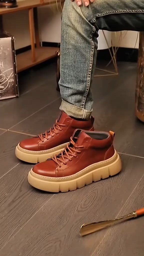 Handmade Retro Horsehide Lace-up Leather Boots