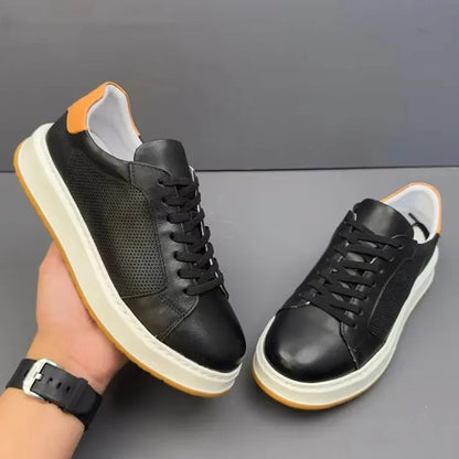 Handmade Retro Genuine Leather Hollow Breathable Soft Sole Skate Shoes