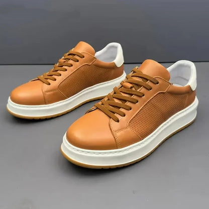 Handmade Retro Genuine Leather Hollow Breathable Soft Sole Skate Shoes