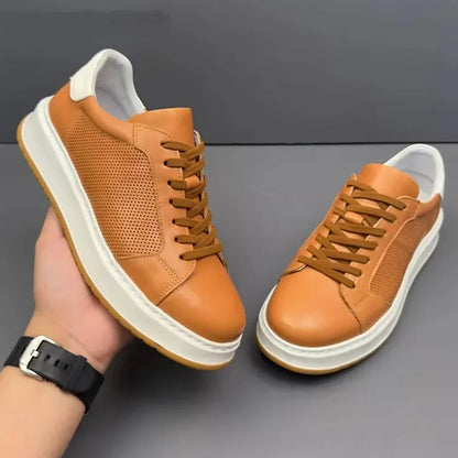 Handmade Retro Genuine Leather Hollow Breathable Soft Sole Skate Shoes