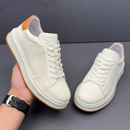 Handmade Retro Genuine Leather Hollow Breathable Soft Sole Skate Shoes