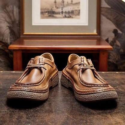 Handmade Retro British Style Low-top Cowhide Shoes