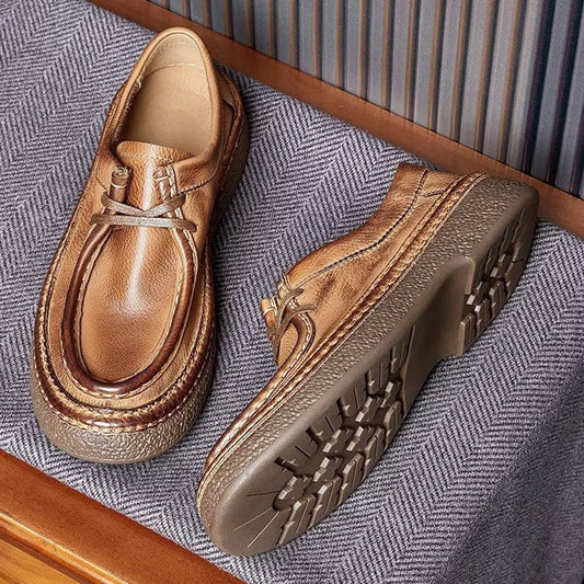 Handmade Retro British Style Low-top Cowhide Shoes