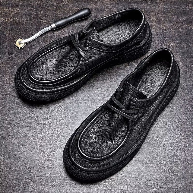 Handmade Retro British Style Low-top Cowhide Shoes