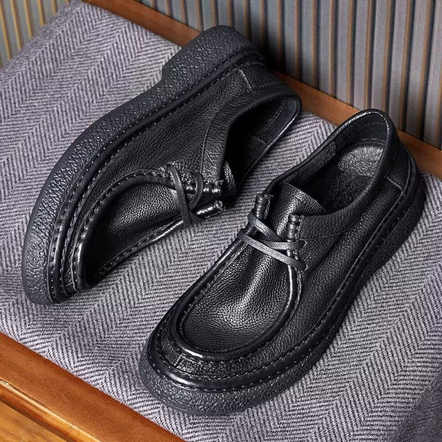 Handmade Retro British Style Low-top Cowhide Shoes