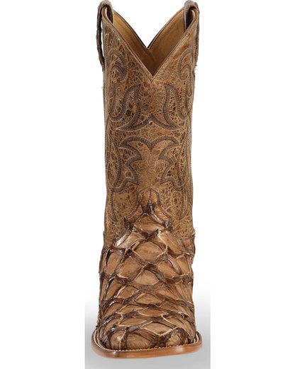 Unique Texture Broad Square Toe Western Boots