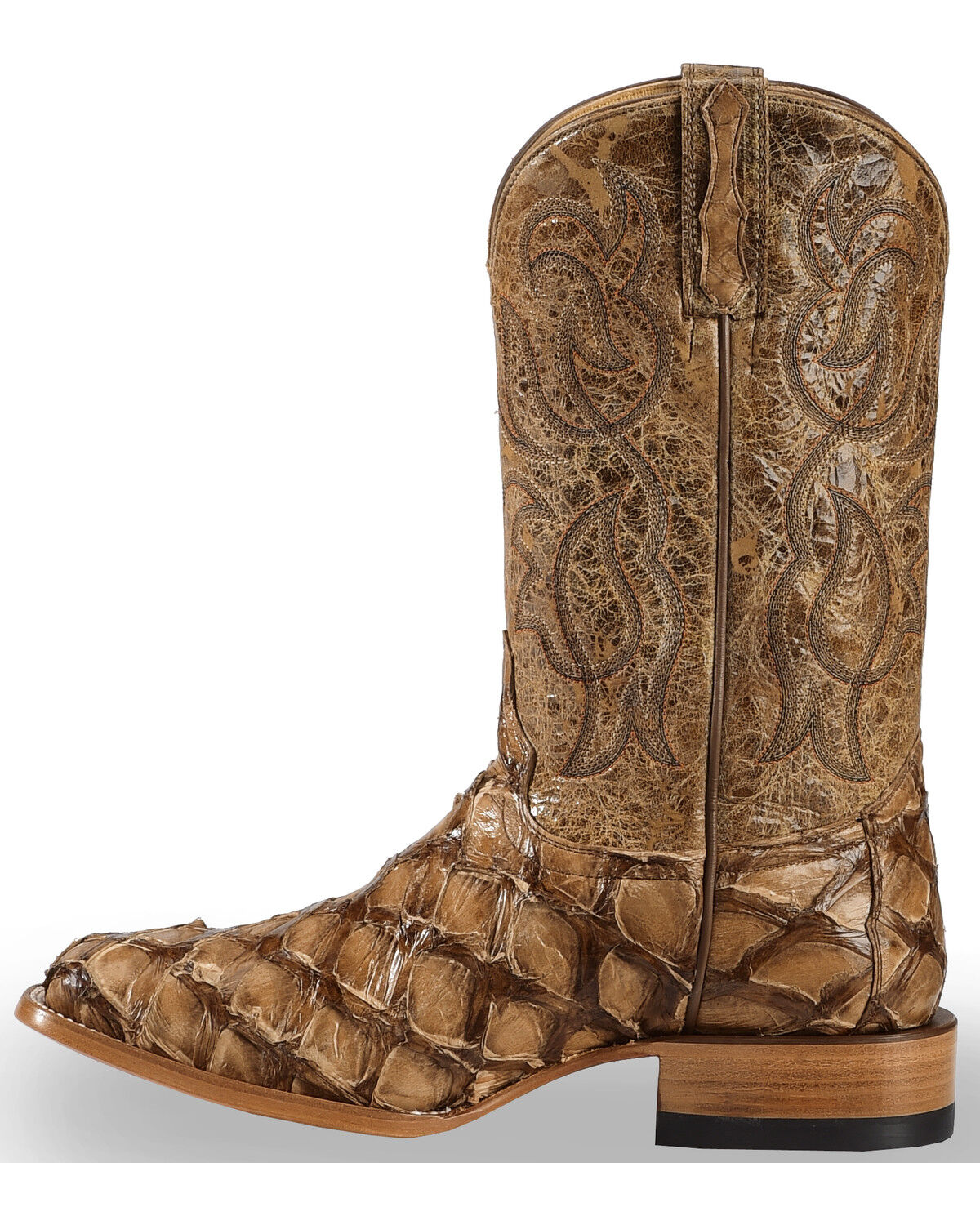 Unique Texture Broad Square Toe Western Boots