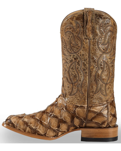 Unique Texture Broad Square Toe Western Boots