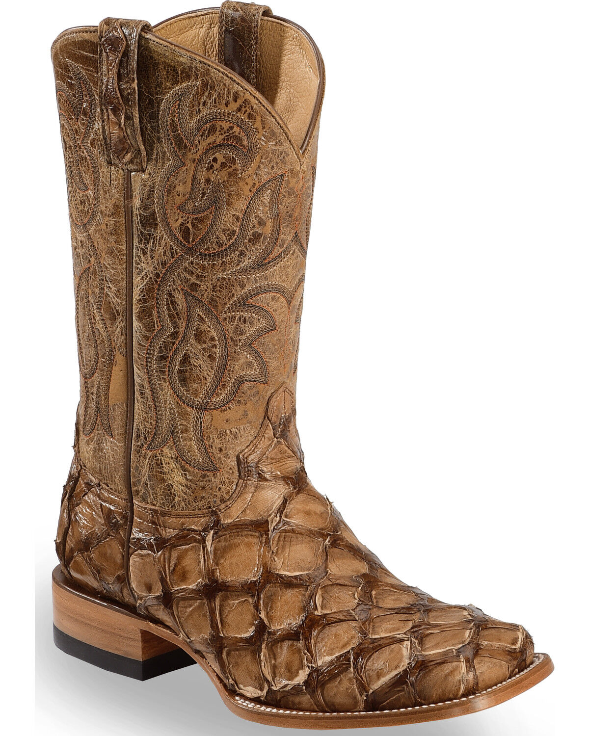 Unique Texture Broad Square Toe Western Boots