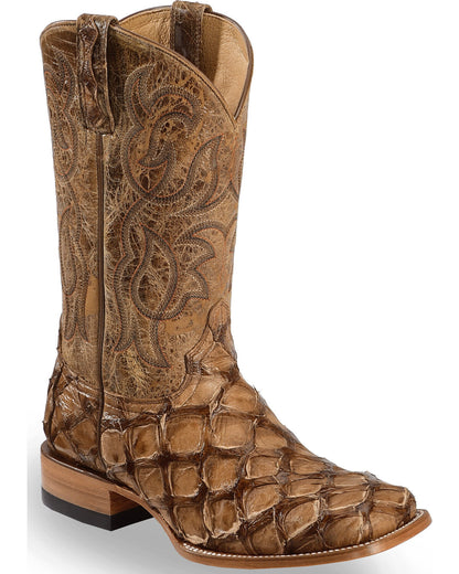 Unique Texture Broad Square Toe Western Boots