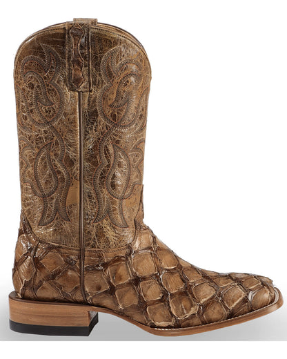 Unique Texture Broad Square Toe Western Boots