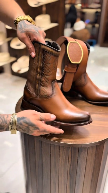 Cowboy Mid-Calf Leather Boots
