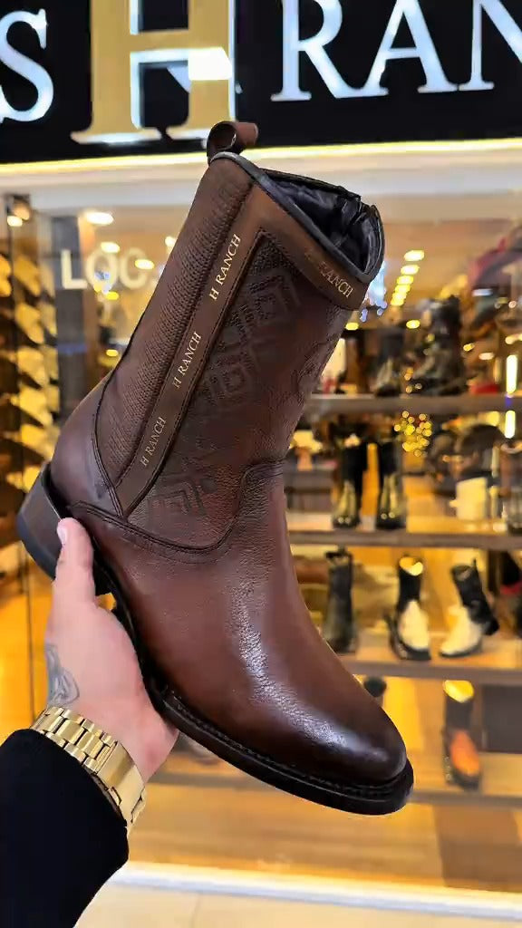 Cowboy Mid-Calf Leather Boots