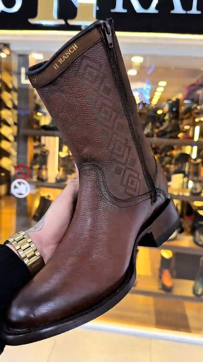 Cowboy Mid-Calf Leather Boots
