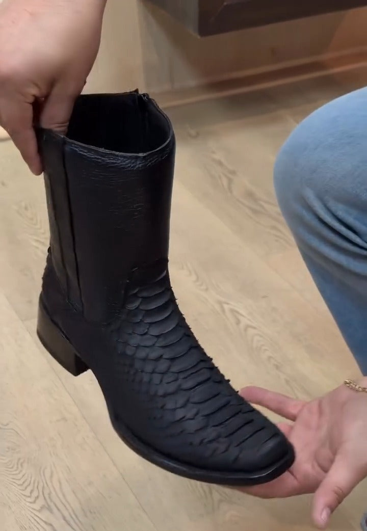 Black Python Boots