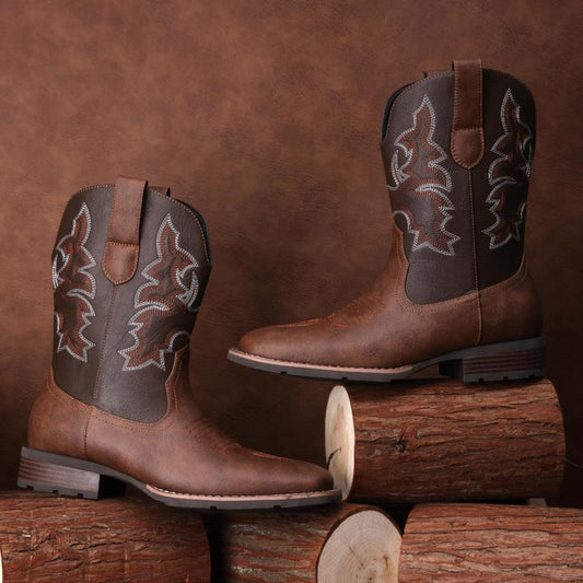 Men's Western Boots With Embroidered
