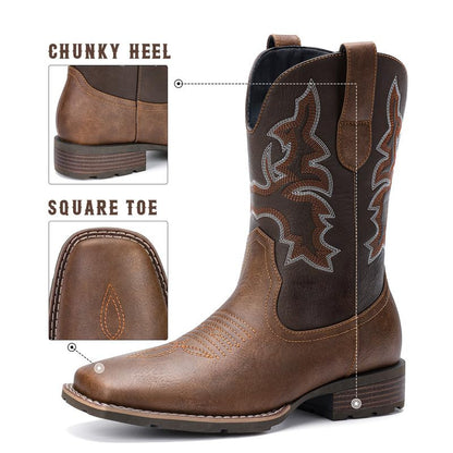 Men's Western Boots With Embroidered