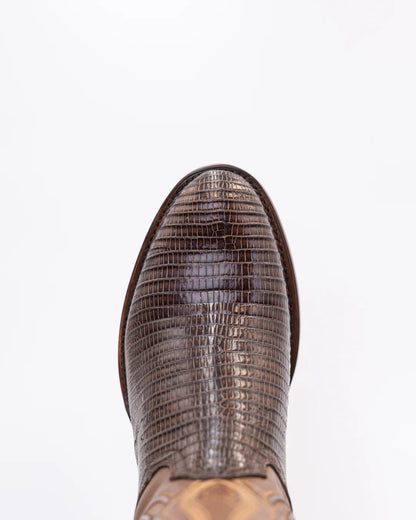 Lizard Tobacco Round Toe Cowboy Boots