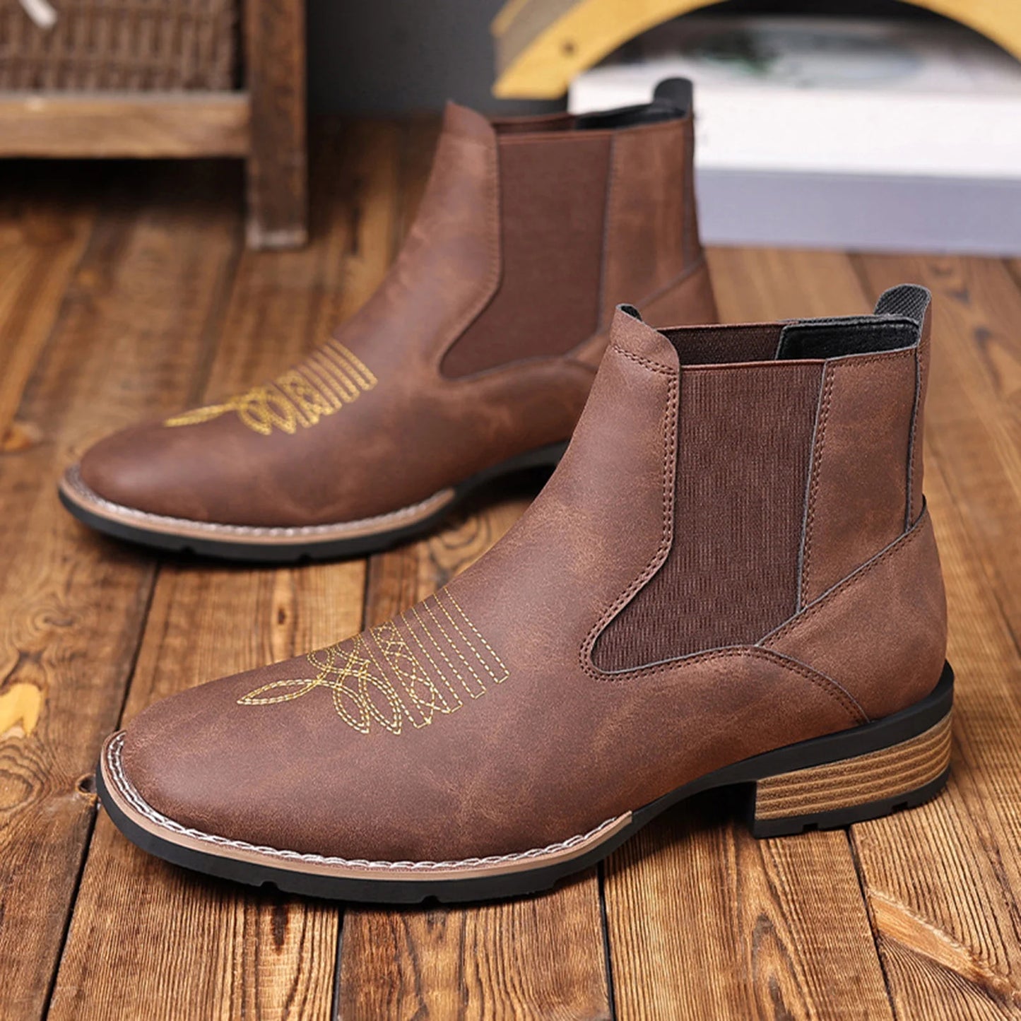 Men's Chelsea Square Toe Cowboy Boots