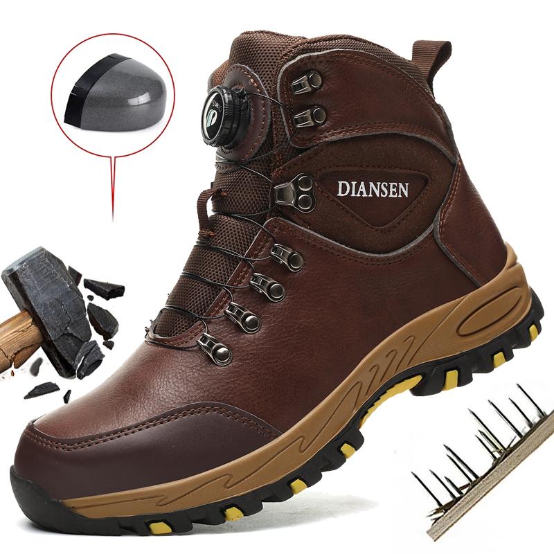 Rotating Button Steel Toe Safety Work Shoes