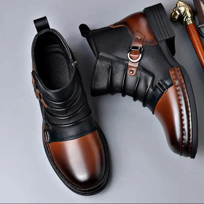 Men's High-top Two-tone Casual Leather Shoes