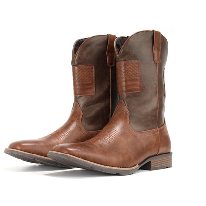 American Flag Retro Square Toe Wide Country Boots