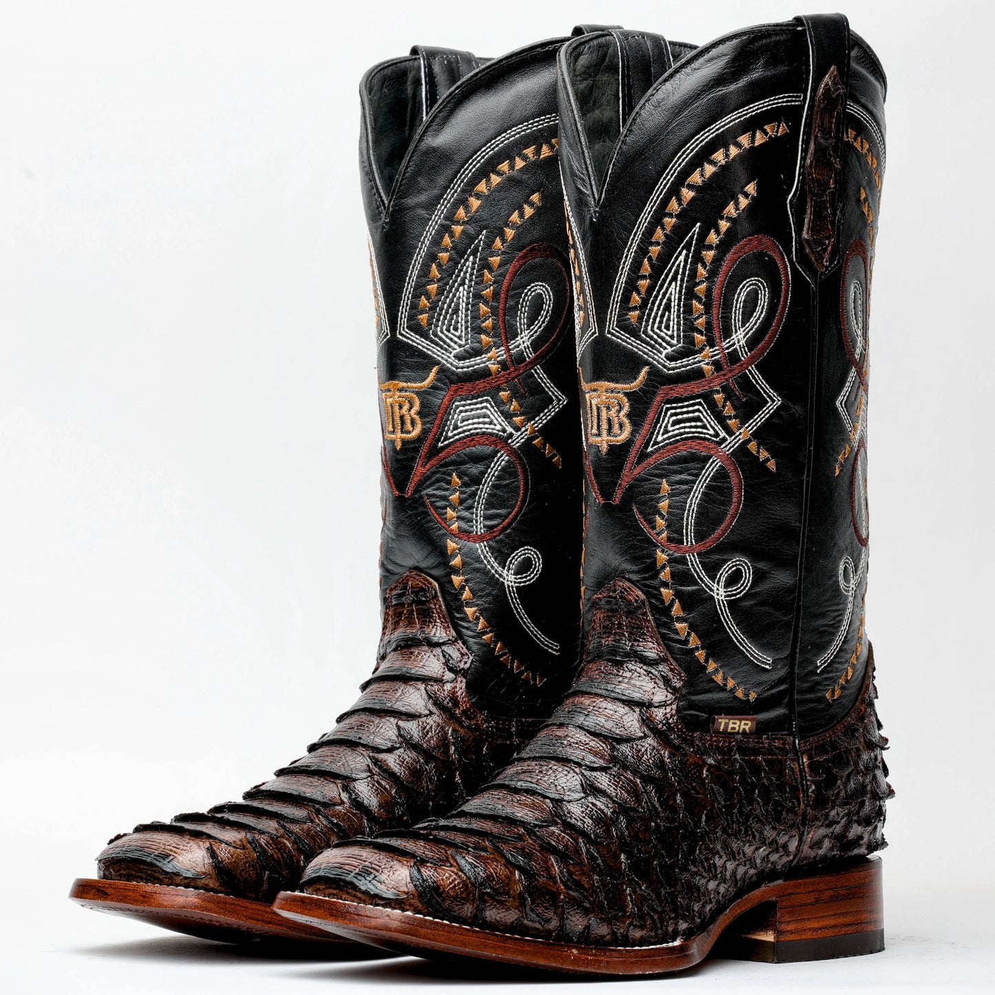Square Toe Jumbo Python Leather Boots