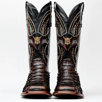 Square Toe Jumbo Python Leather Boots