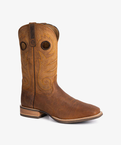 Men's Pull-On Distressed Leather Square Toe Western Boots