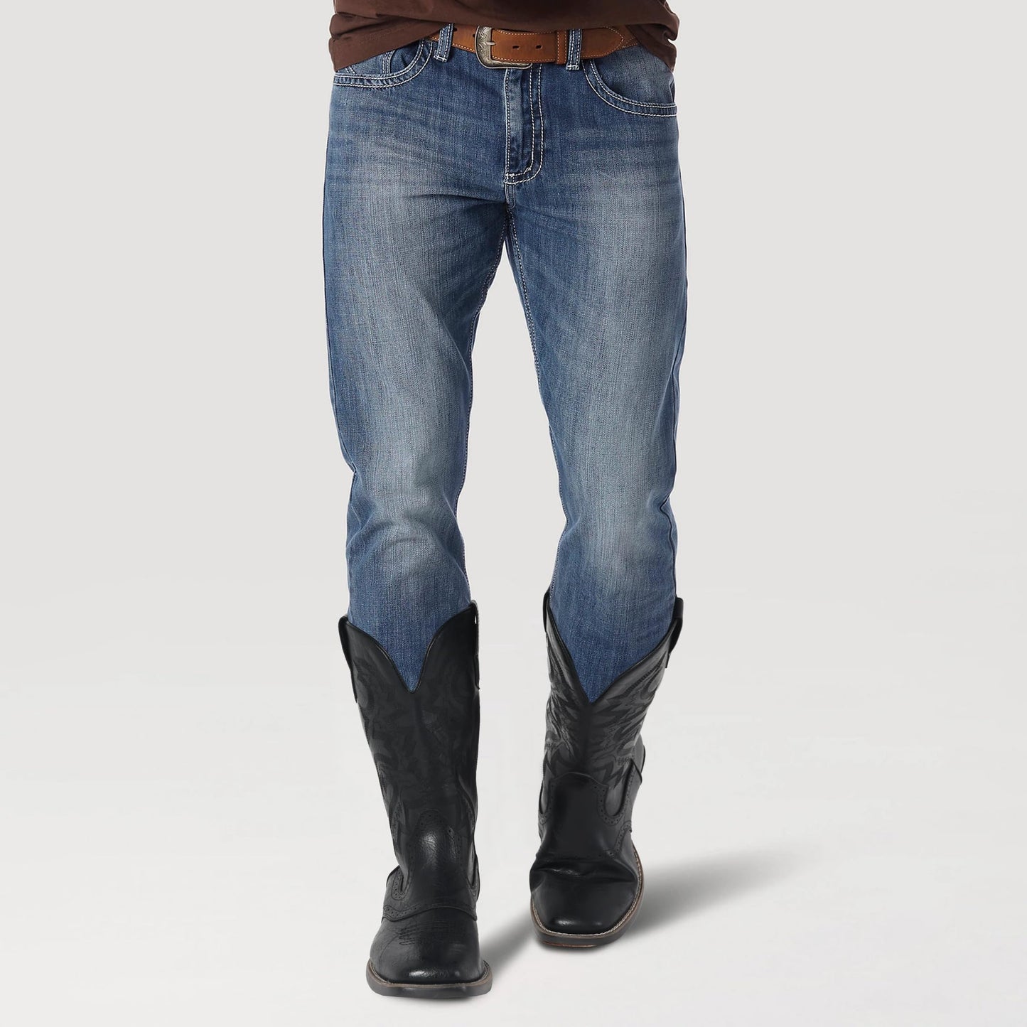 Square Toe Western Embroidered Pull On Cowboy Boots