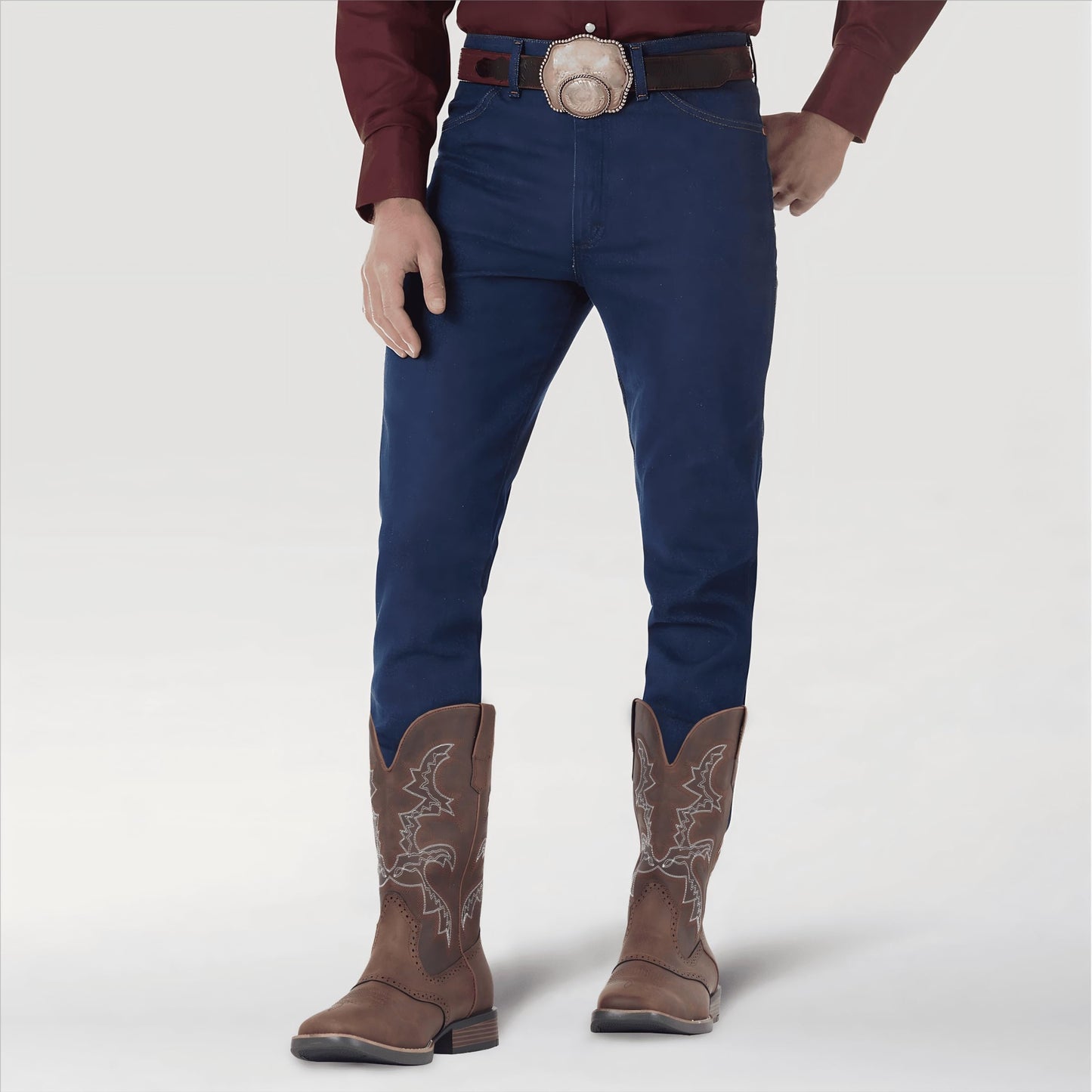 Square Toe Western Embroidered Pull On Cowboy Boots