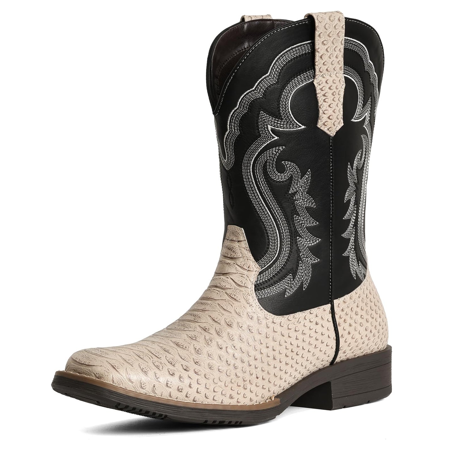 Faux Snake Skin Embroidered Western Boots