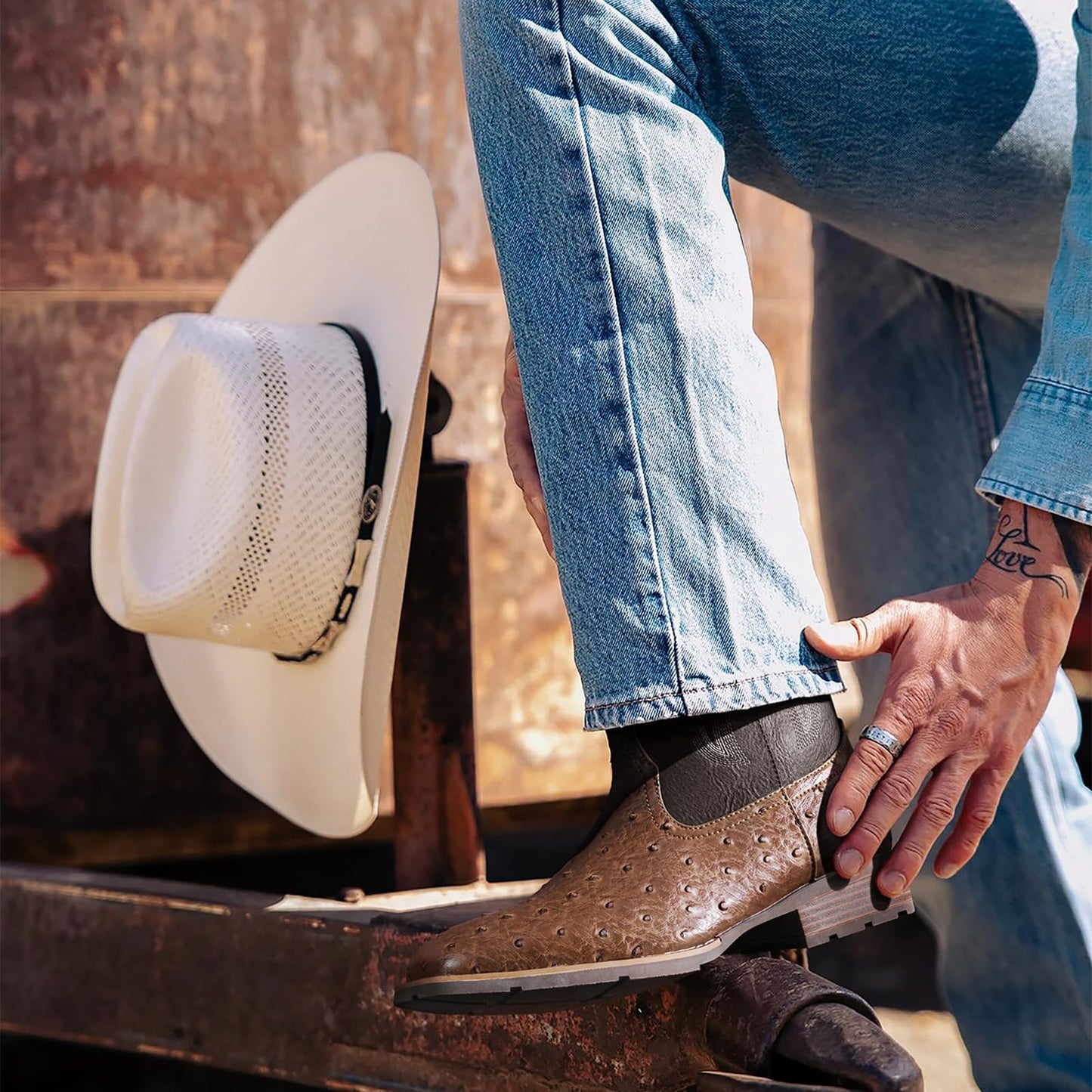 Embroidered Old West Style Cowboy Boots