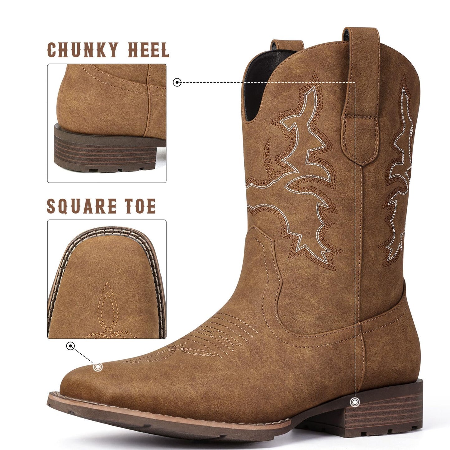 Men's Western Boots With Embroidered